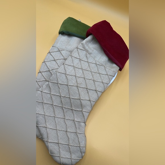 Elegant Christmas stockings, ivory, deep red, forest green - Picture 1 of 5